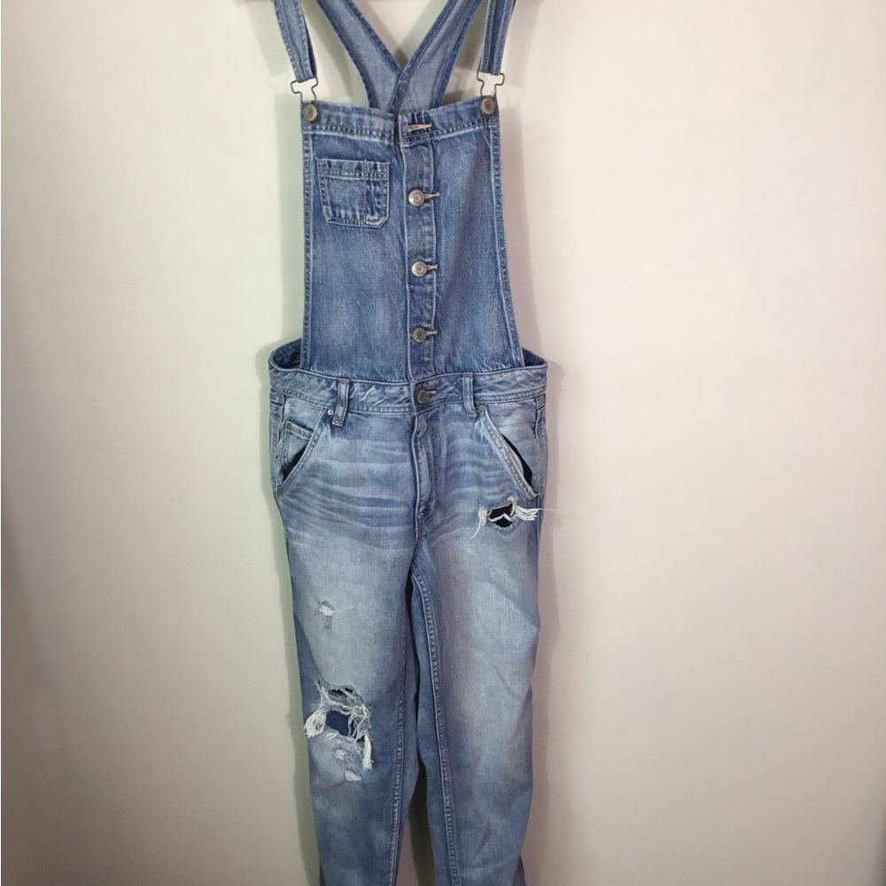 American Eagle Distressed Denim Overalls